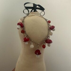 NWOT Whimsical Red and White Mushroom Bracelet